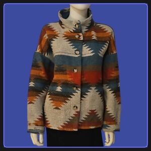 BLUE B Southwestern Aztec Cowgirl Oversized Button Down Jacket Large